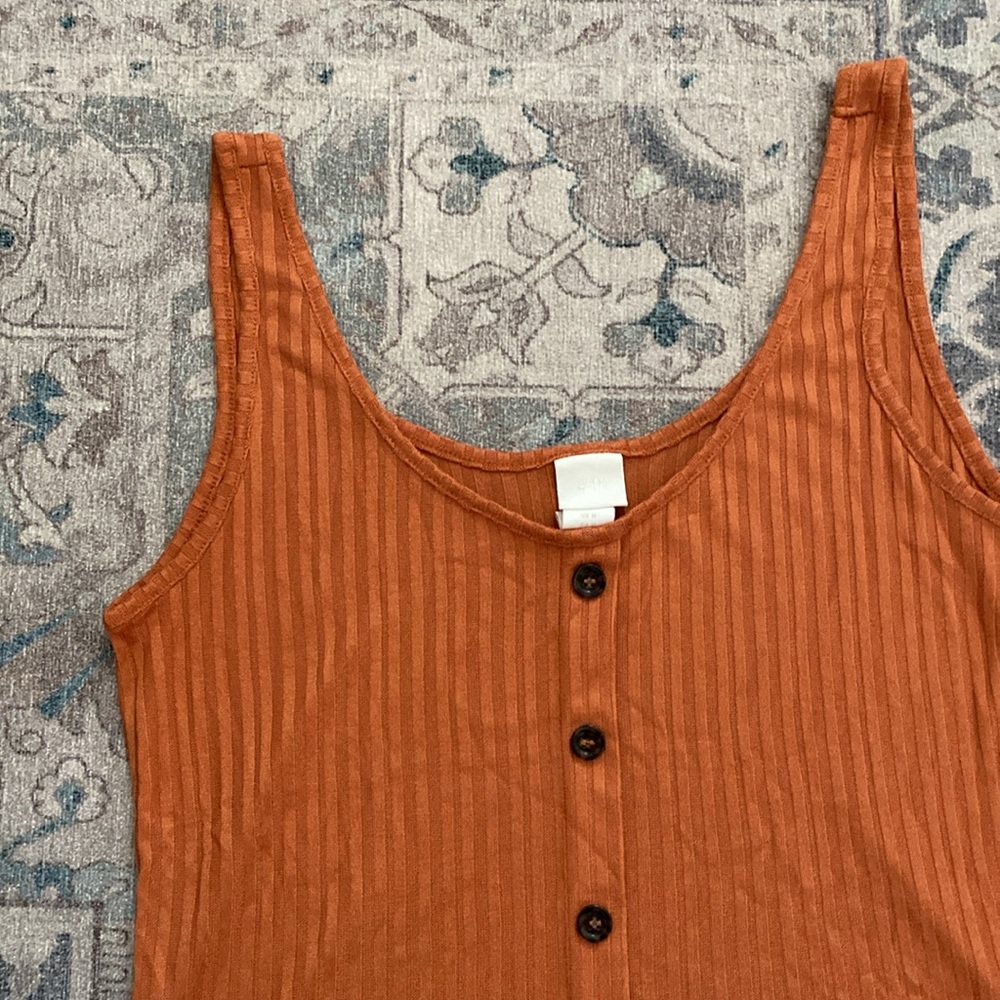 H&M Rust Ribbed Button-Down Tank Top - Picture 3 of 3
